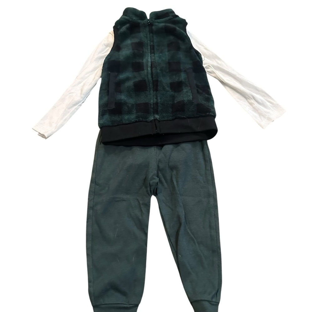 Emporio Baby Green Fleece Plaid Fall Vest Outfit Size 24 Months